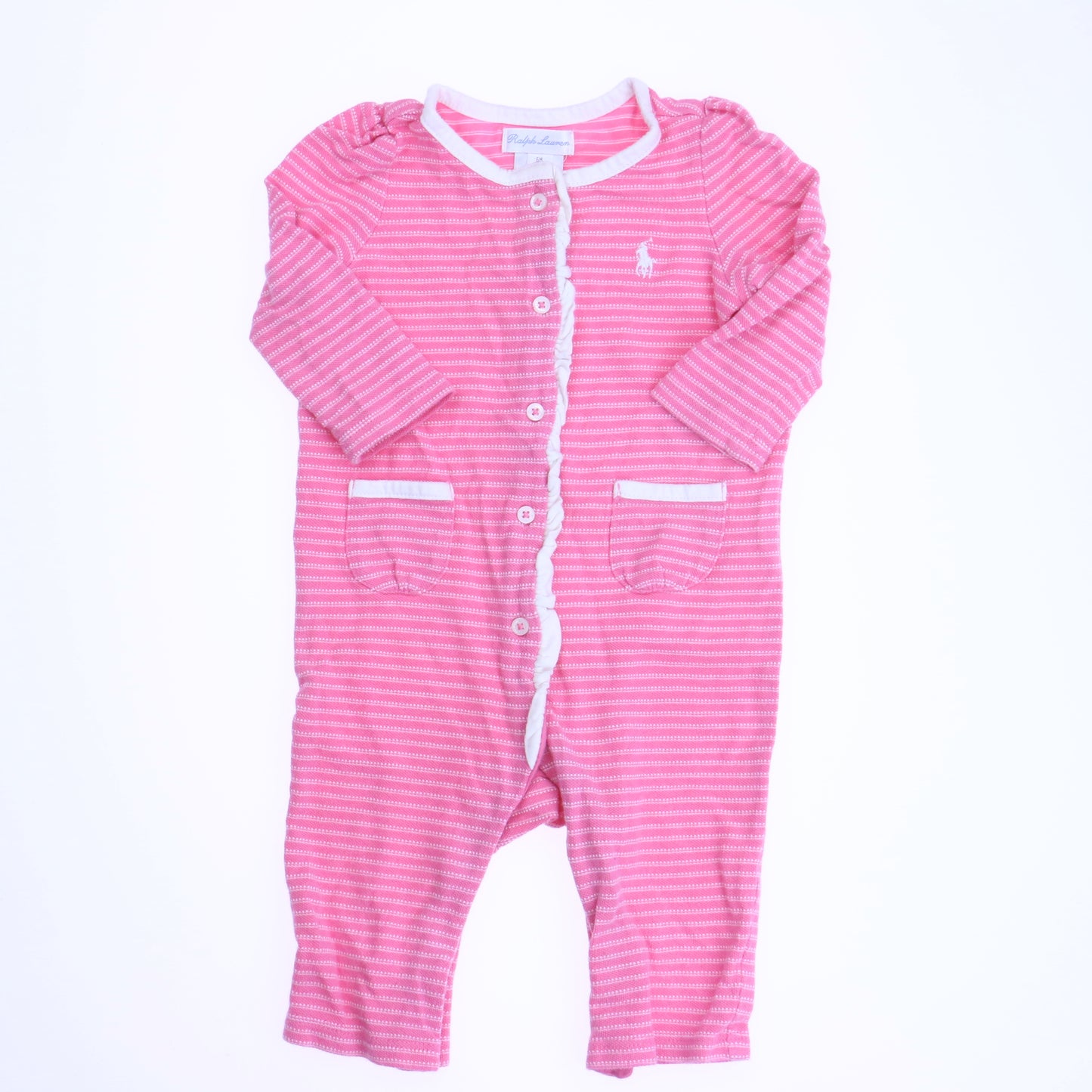 Ralph Lauren Girls Pink | White Long Sleeve Outfit Size: 6 Months Pink | White