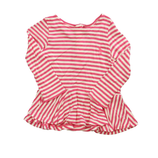 Ralph Lauren Girls Pink Stripe Long Sleeve Shirt Size: 9 Months Pink Stripe