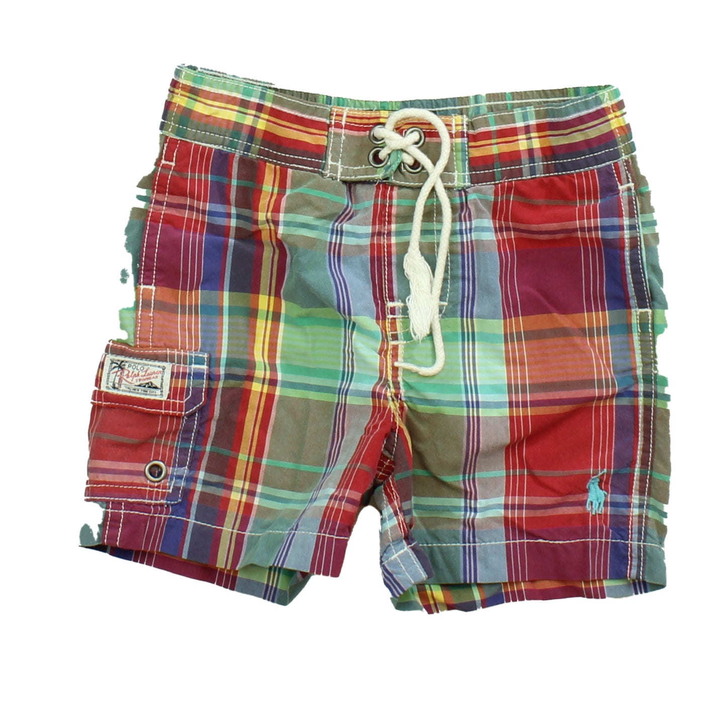 Ralph Lauren Boys Red | Blue Plaid Trunks Size: 9 Months Red | Blue Plaid