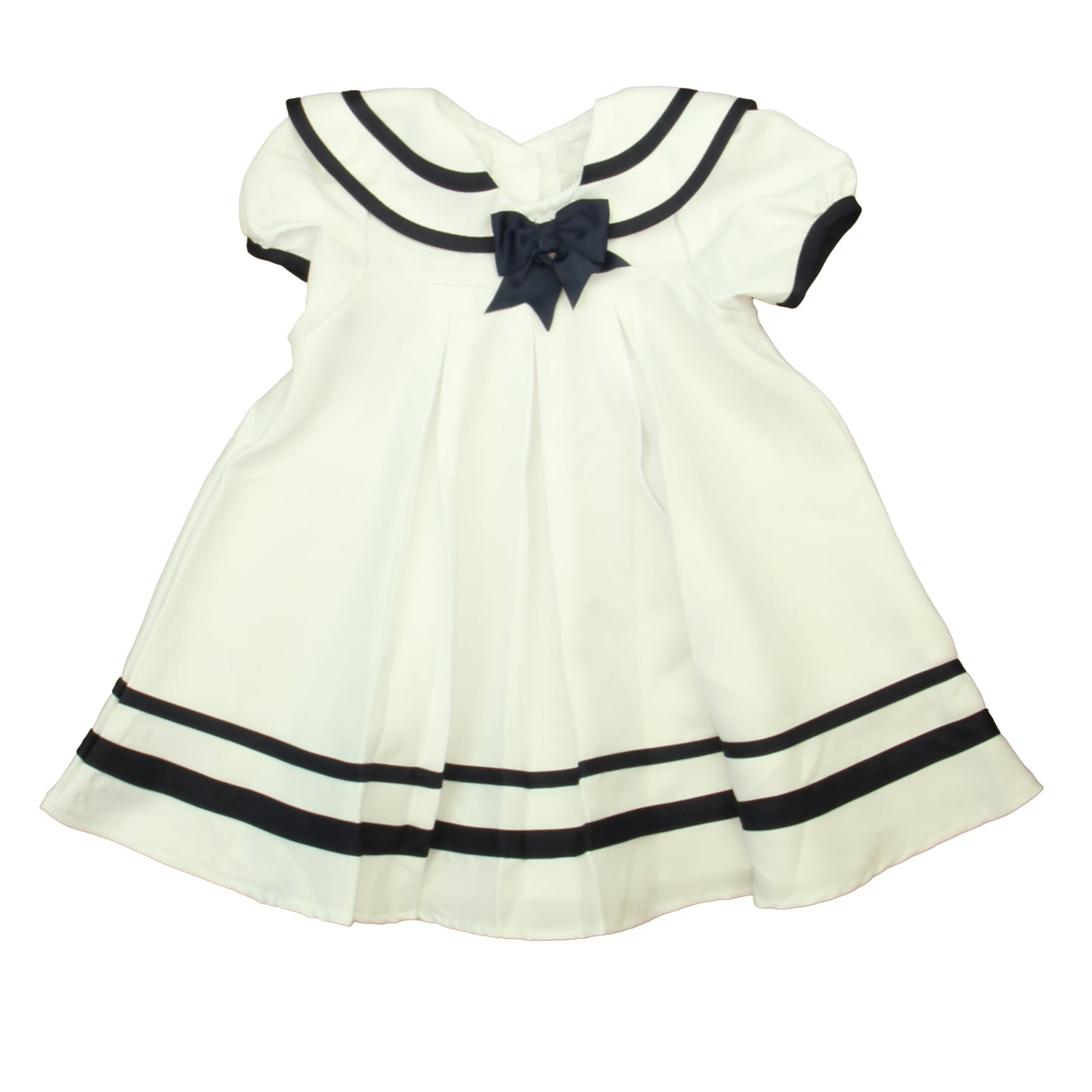 Rare Editions Girls White | Navy Dress Size: 12-18 Months White | Navy