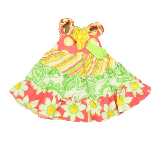 Rare Editions Girls Pink | Yellow | Green Dress Size: 6 Months Pink | Yellow | Green