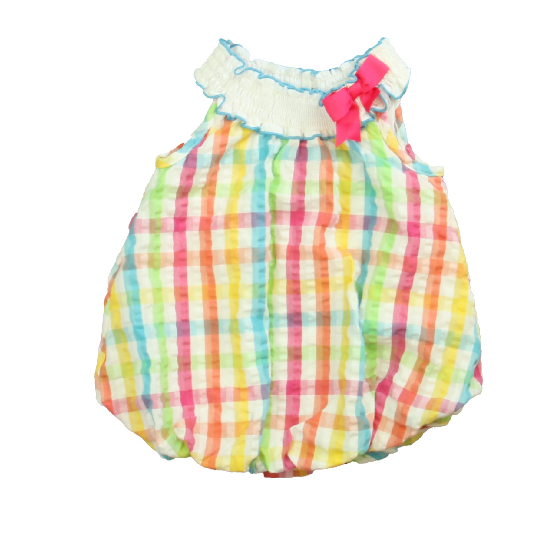 Rare Editions Girls White | Pink | Blue Romper Size: 6 Months White | Pink | Blue