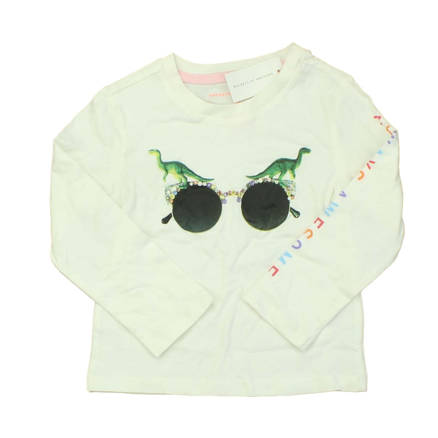 Rockets Of Awesome Girls Ivory | Dinosaurs T-Shirt Size: 2T