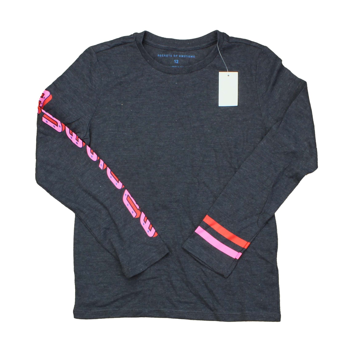 Rockets Of Awesome Girls Grey | Red | Pink Long Sleeve T-Shirt Size: 12 Years