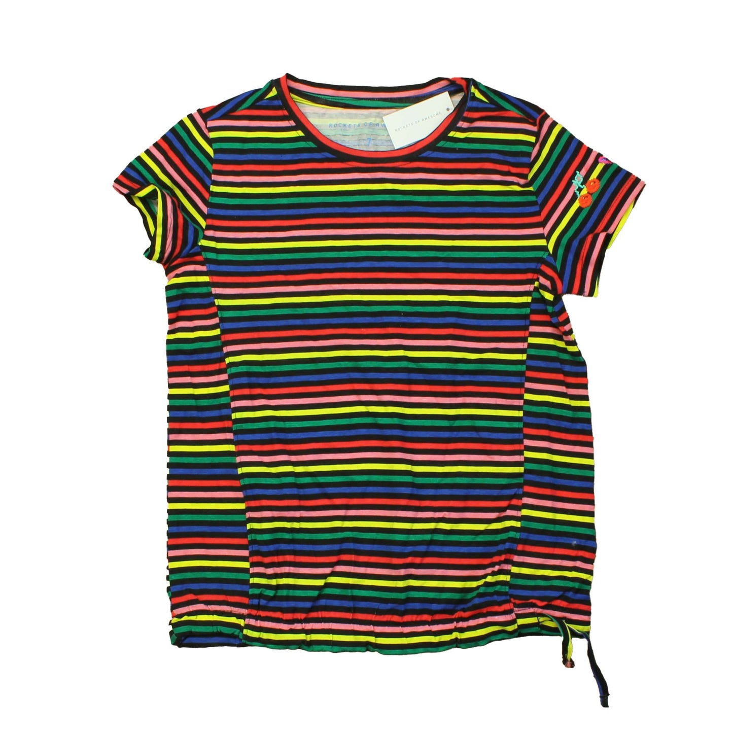 Rockets Of Awesome Girls Black | Multi | Stripes T-Shirt Size: 7 Years