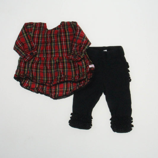 Ruffle Butts Girls Black | Red | Plaid Apparel Sets Size: 0-6 Months Black | Red | Plaid