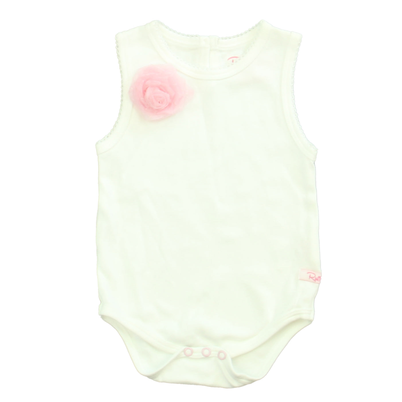 Ruffle Butts Girls White | Pink Onesie Size: 6-12 Months White | Pink