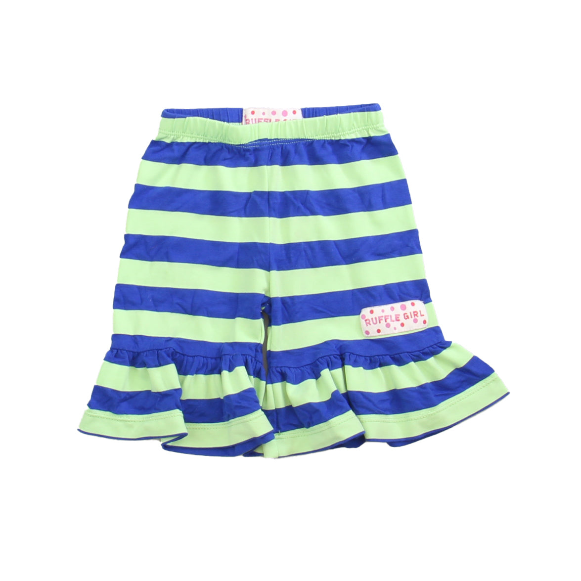 Ruffle Girl Girls Blue | Green Stripe Shorts Size: 12 Months Blue | Green Stripe