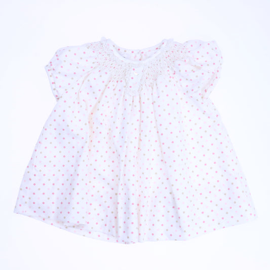 Sarah Louise Girls White Polka Dots Dress Size: 3 Months White Polka Dots