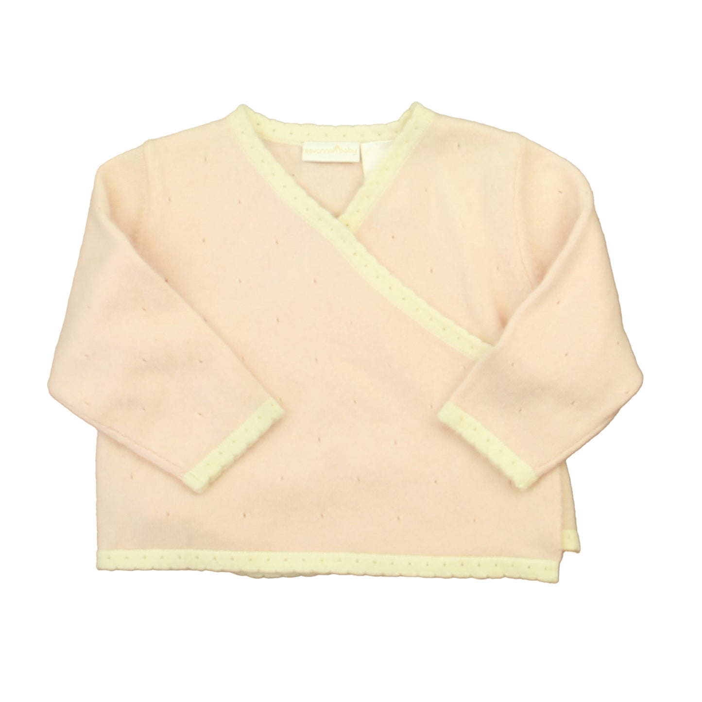 Savannah Girls Pink | White Cashmere Cardigan Size: 3 Months Pink | White Cashmere