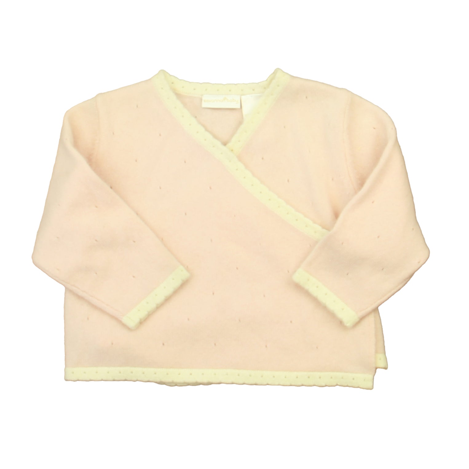 Savannah Girls Pink | White Cashmere Cardigan Size: 3 Months Pink | White Cashmere