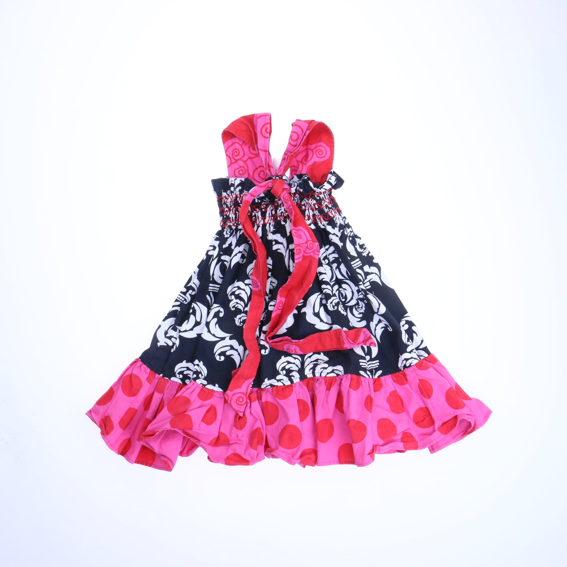 Servane Barrau Girls Black | White | Pink Dress Size: 12-24 Months Black | White | Pink