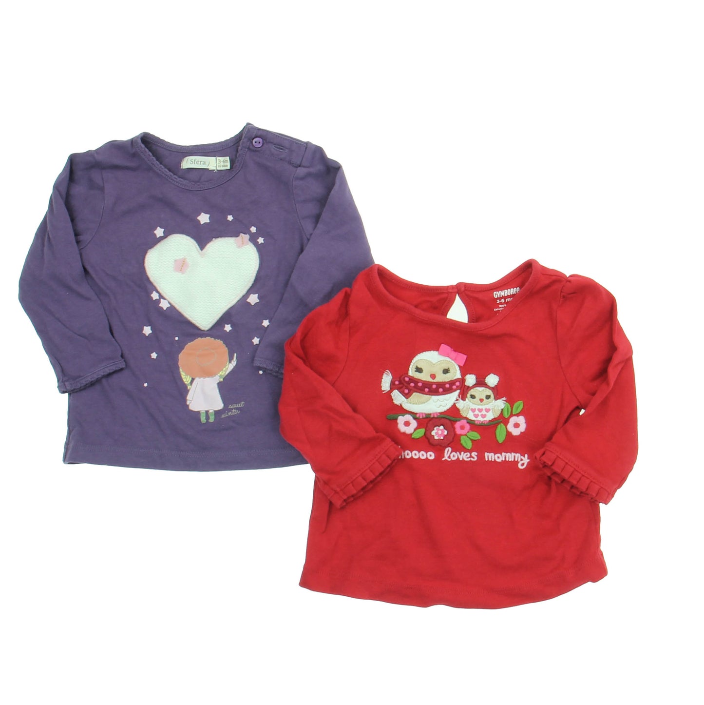 Sfera | Gymboree Girls Red | Purple Long Sleeve T-Shirt Size: 3-6 Months Red | Purple