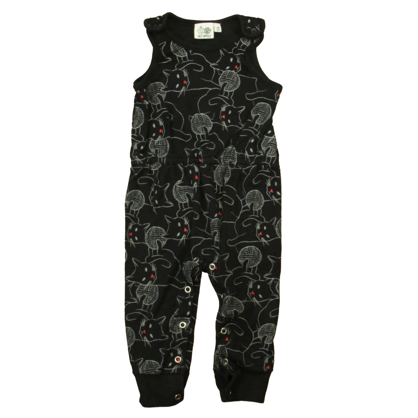 Silly Apples Unisex Black Cat Romper Size: 12 Months Black Cat