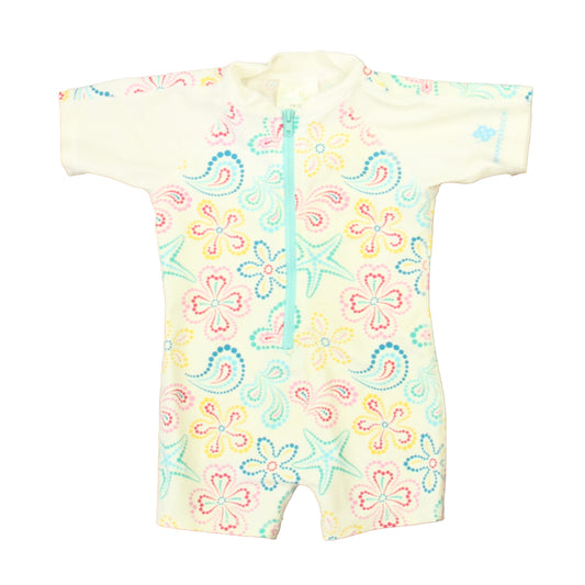 Snapper Rock Girls Ivory | Pink | Blue 1-piece Swimsuit Size: 6-12 Months Ivory | Pink | Blue