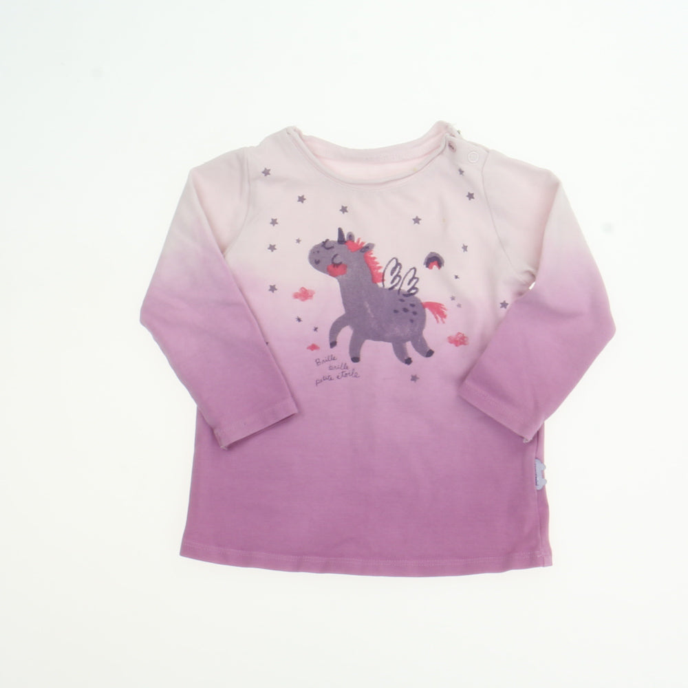 Souris Mini Girls Pink | Unicorn Long Sleeve T-Shirt Size: 6-9 Months Pink | Unicorn