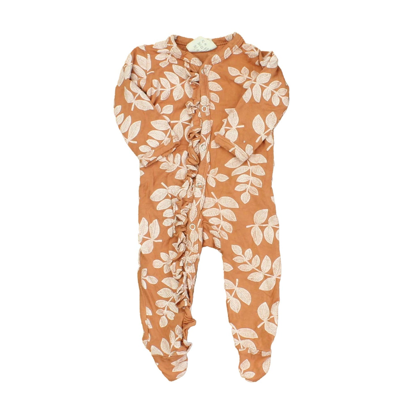 Spearmint Love Girls Orange | Ivory 1-piece footed Pajamas Size: 0-3 Months Orange | Ivory