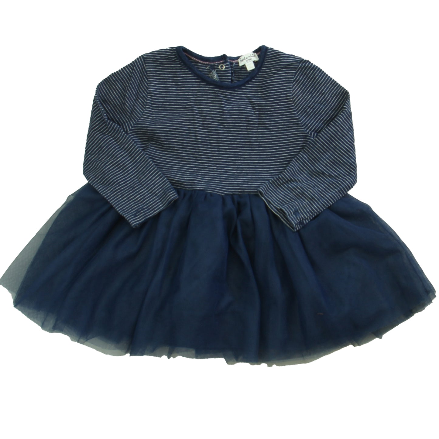 Splendid Girls Navy Stripe Dress Size: 12-18 Months Navy Stripe