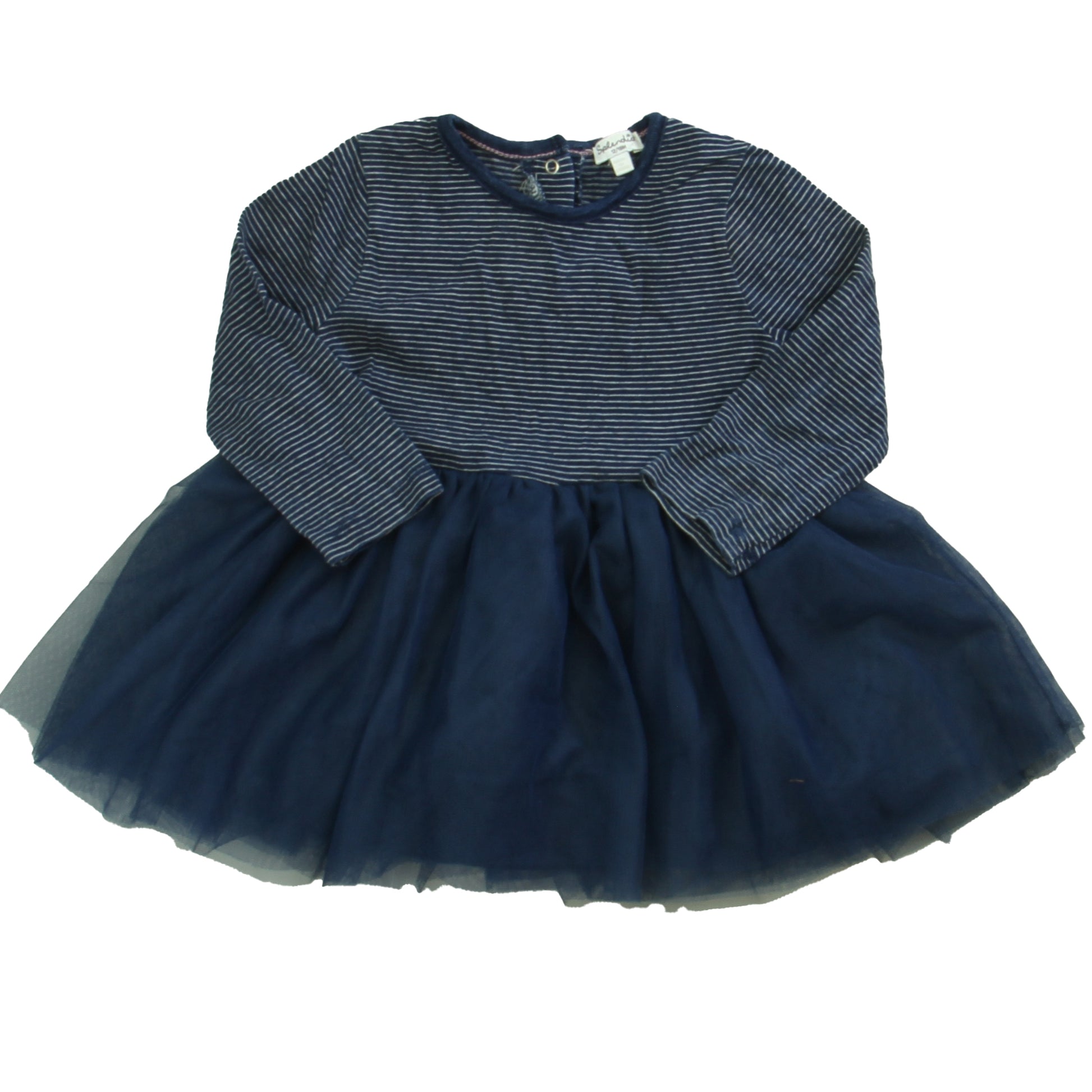 Splendid Girls Navy Stripe Dress Size: 12-18 Months Navy Stripe