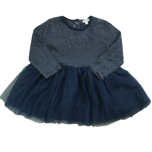 Splendid Girls Navy Stripe Dress Size: 12-18 Months Navy Stripe