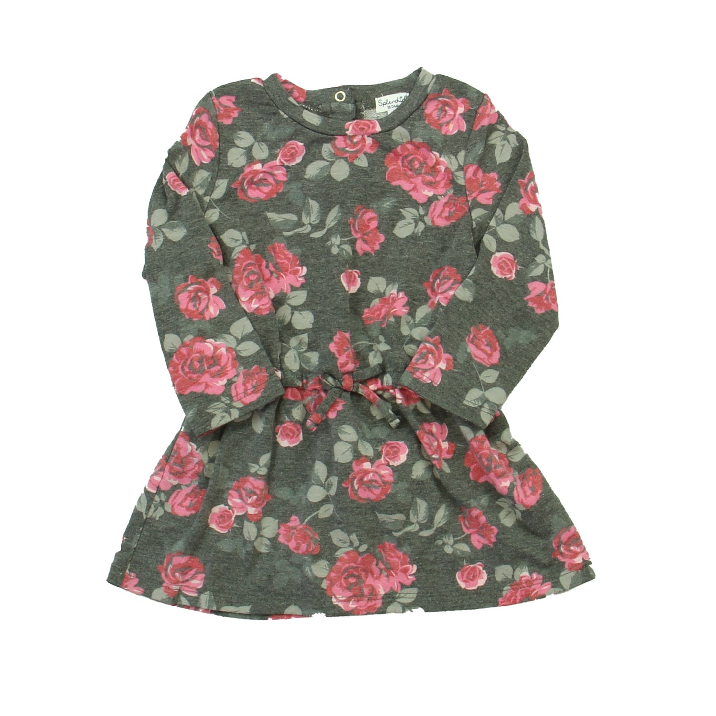 Splendid Girls Grey | Pink Roses Dress Size: 18-24 Months Grey | Pink Roses