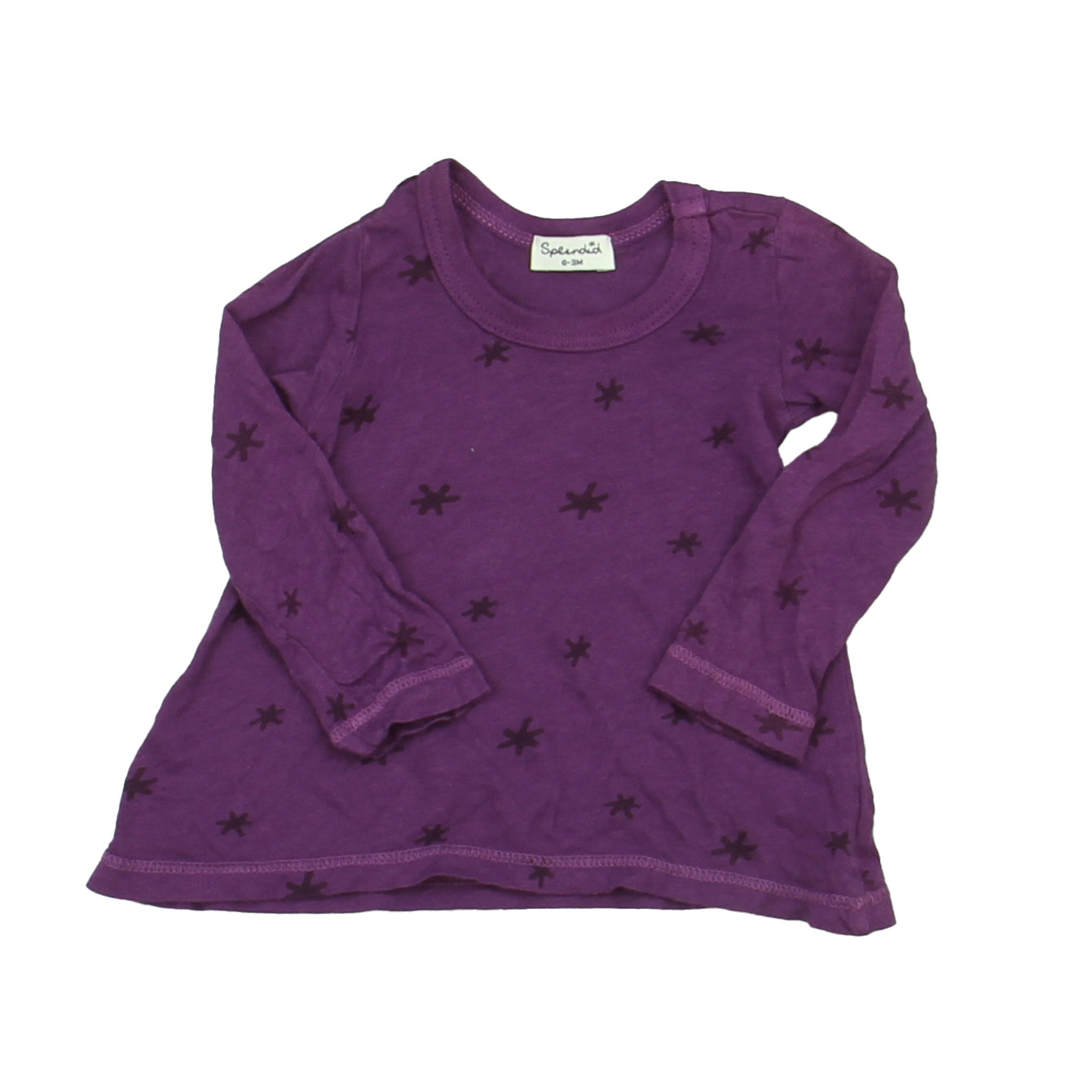 Splendid Girls Purple Stars Long Sleeve Shirt Size: 3-6 Months Purple Stars