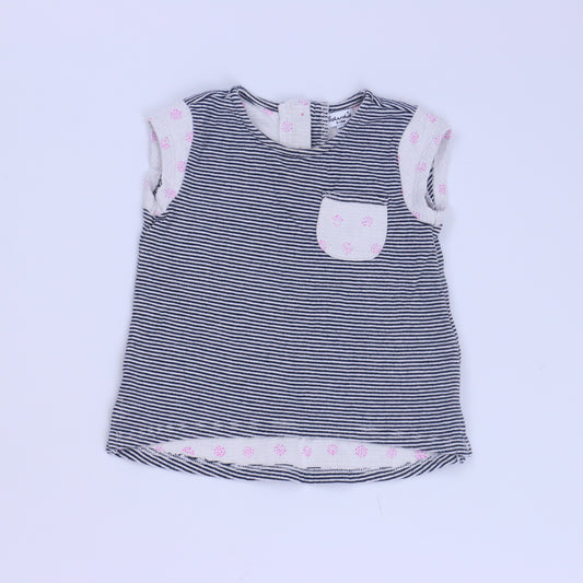 Splendid Girls Navy | White Short Sleeve Shirt Size: 6-12 Months Navy | White