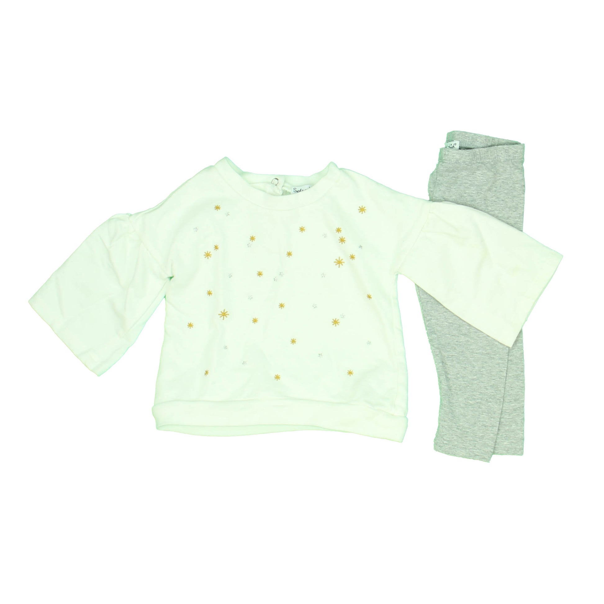 Splendid Girls White | Gray Apparel Sets Size: 6-12 Months White | Gray