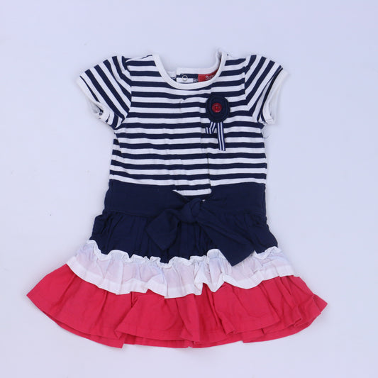 Sprout Girls Navy | White | Pink Dress Size: 18 Months Navy | White | Pink