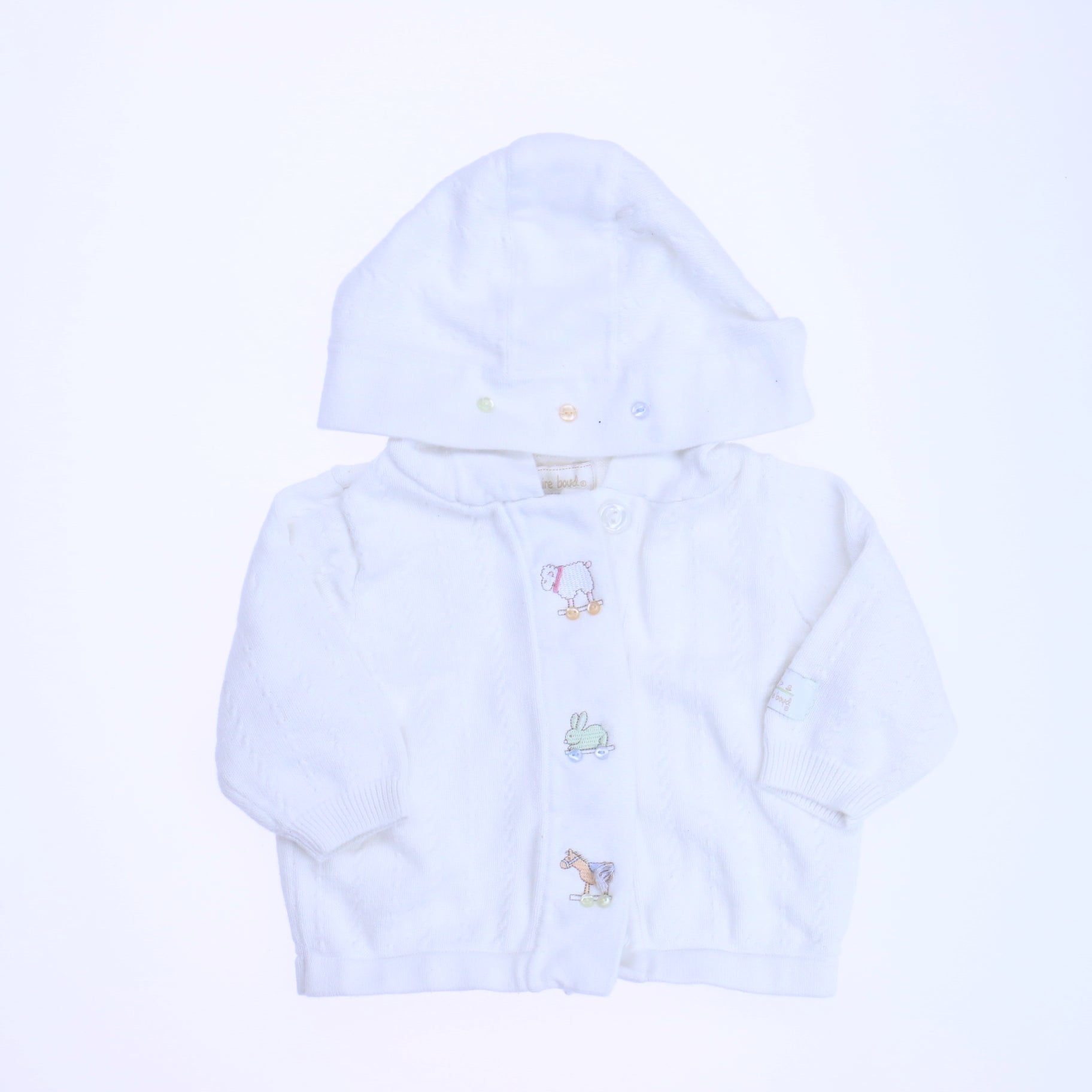 Stacy Claire Boyd Boys White Cardigan Size: 0-6 Months White