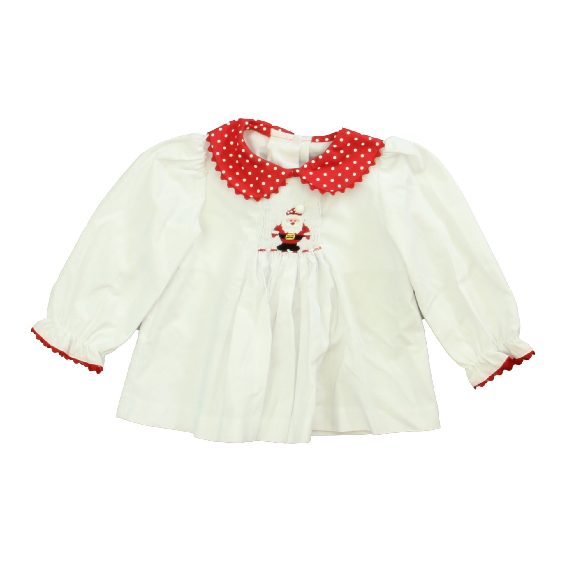 Sundae Afternoon Girls Red | White Santa Blouse Size: 12 Months Red | White Santa