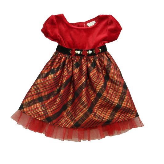 Sweet Heart Rose Girls Red | Gold | Plaid Special Occasion Dress Size: 18 Months Red | Gold | Plaid