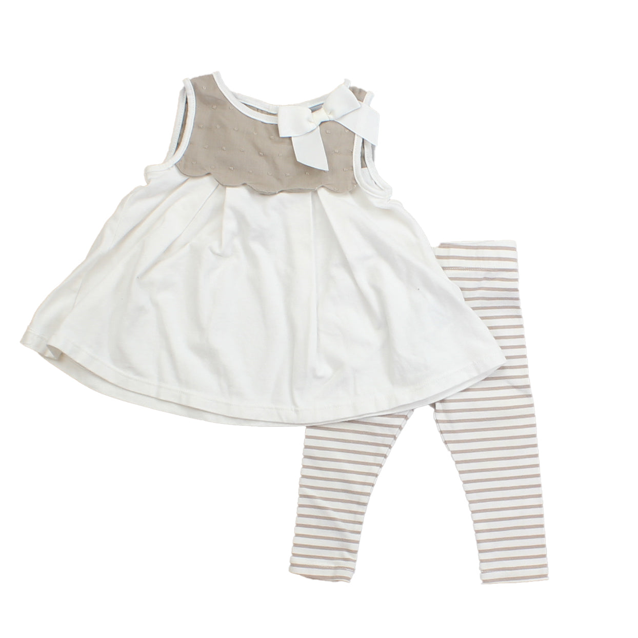 Tahari Girls White | Tan Apparel Sets Size: 0-3 Months White | Tan