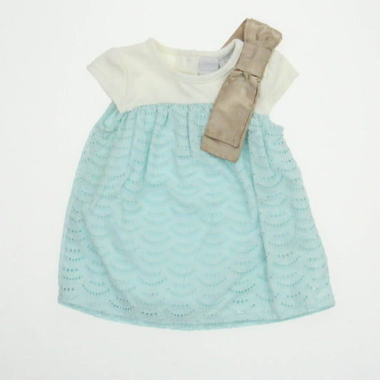 Tahari Girls Light Blue | Gold Blue Dress Size: 12 Months Light Blue | Gold Blue