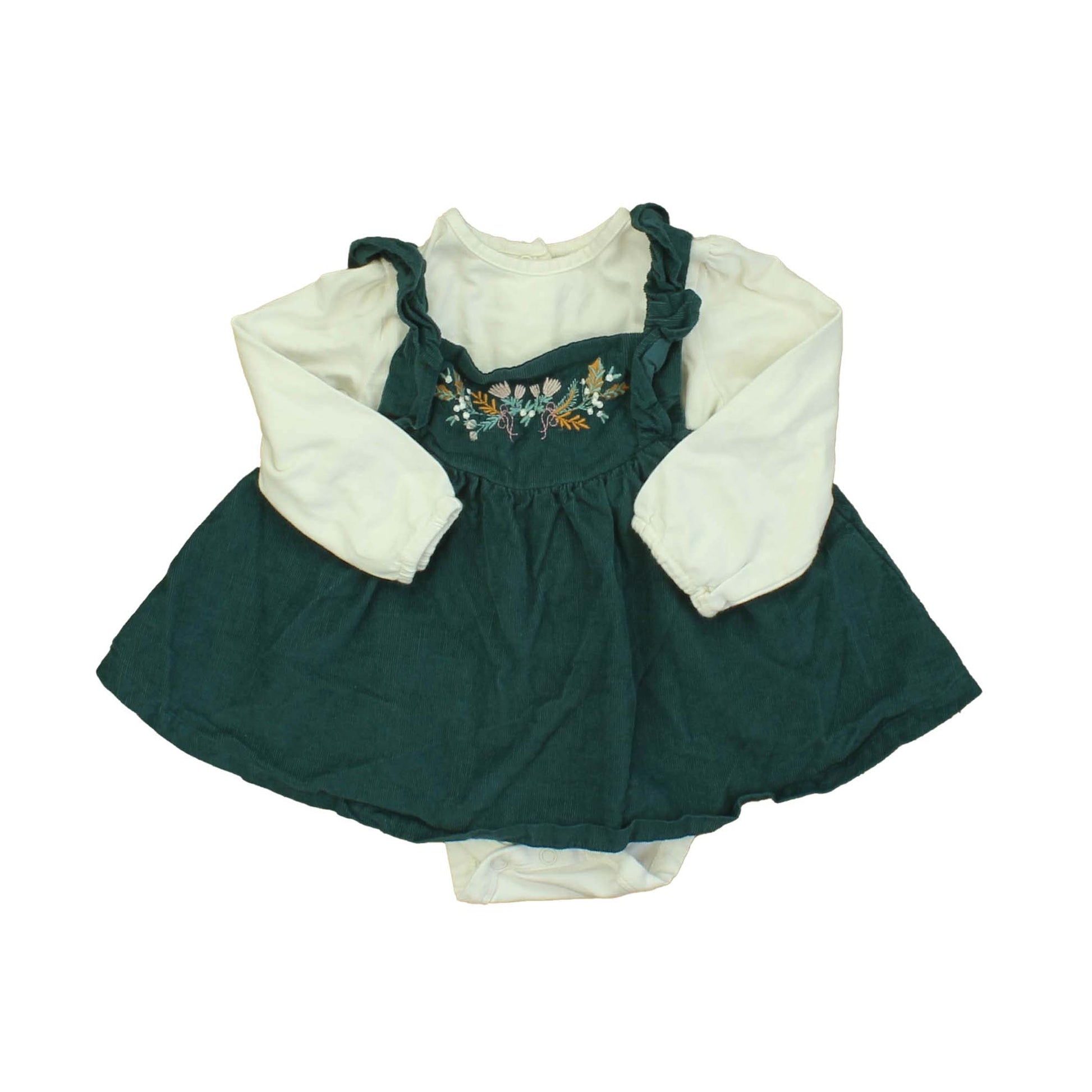 Tahari Girls White | Green Apparel Sets Size: 3-6 Months White | Green