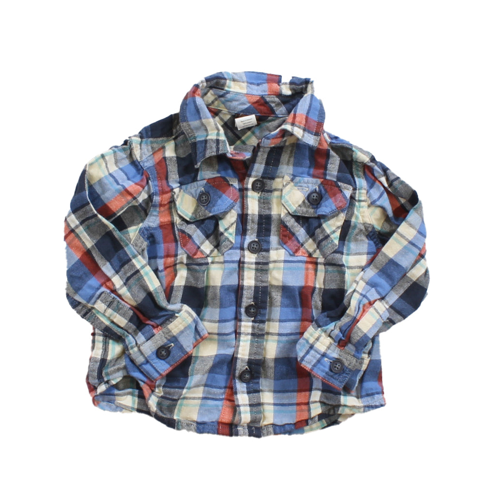 Tea Boys Blue | Red | Plaid Button Down Long Sleeve Size: 12-18 Months