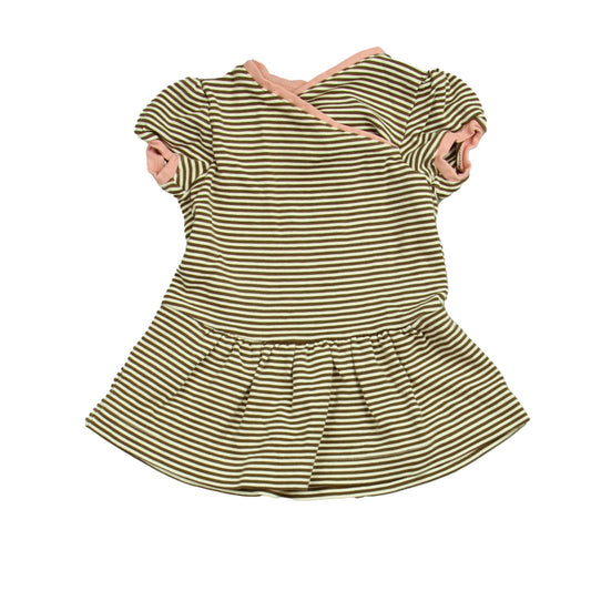 Tea Girls Brown | White | Stripes Dress Size: 12-18 Months