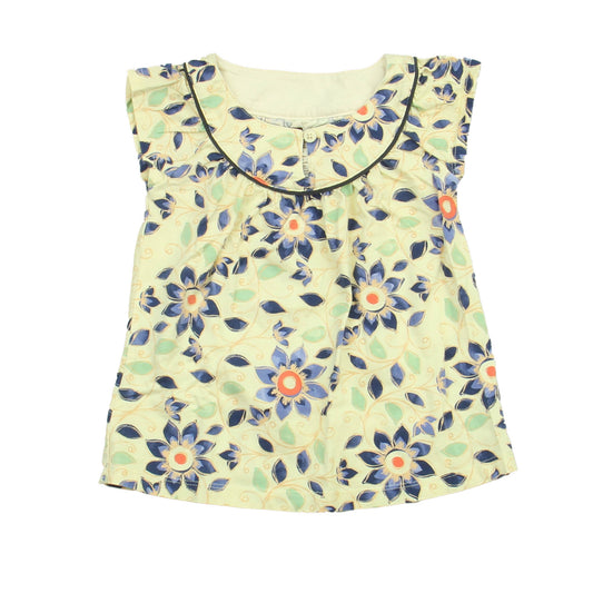 Tea Girls Ivory | Blue Floral Dress Size: 12-18 Months