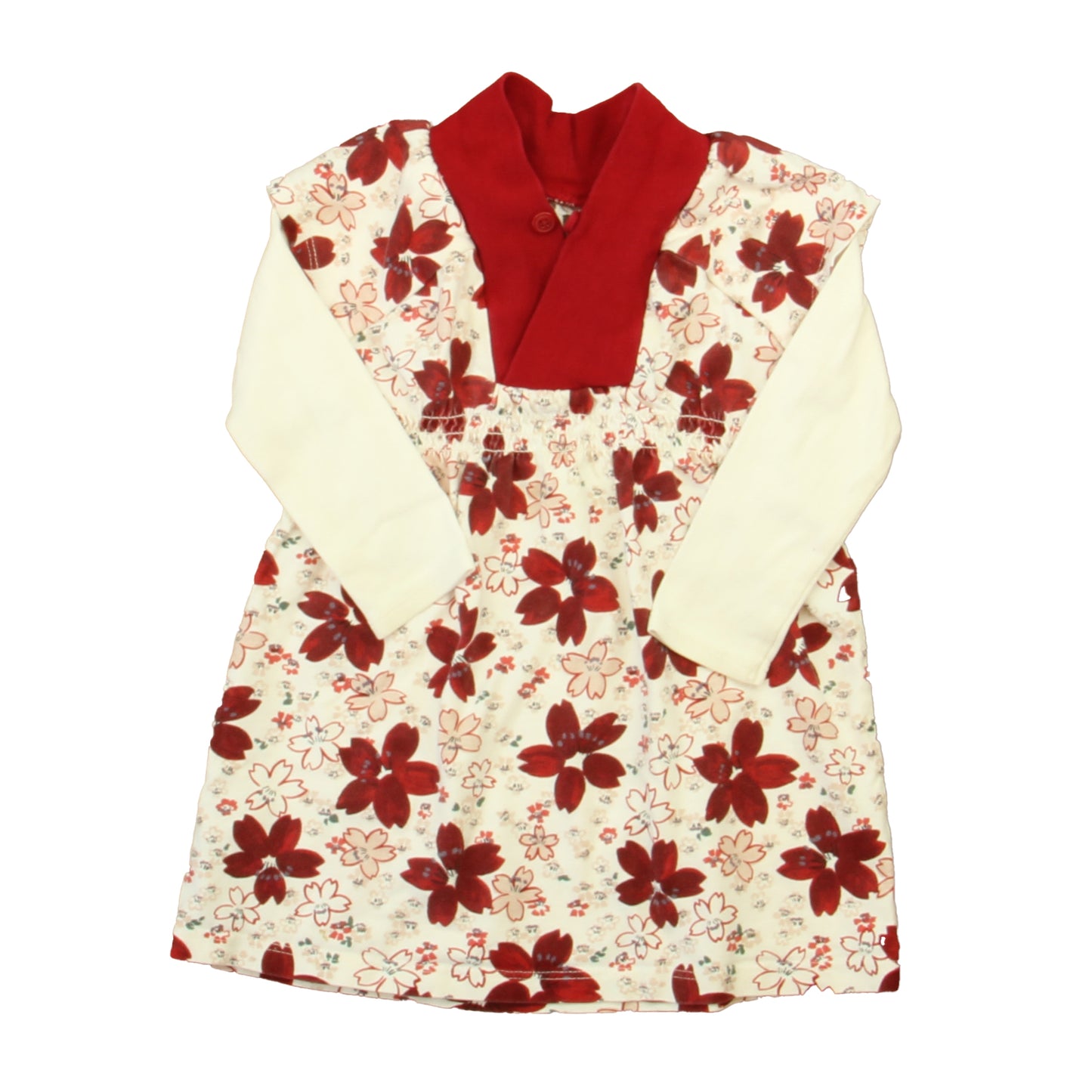 Tea. Girls Ivory | Maroon Dress Size: 12-18 Months