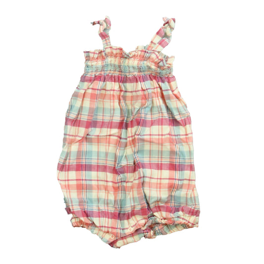 Tea Girls Pink | Blue Plaid Romper Size: 12-18 Months