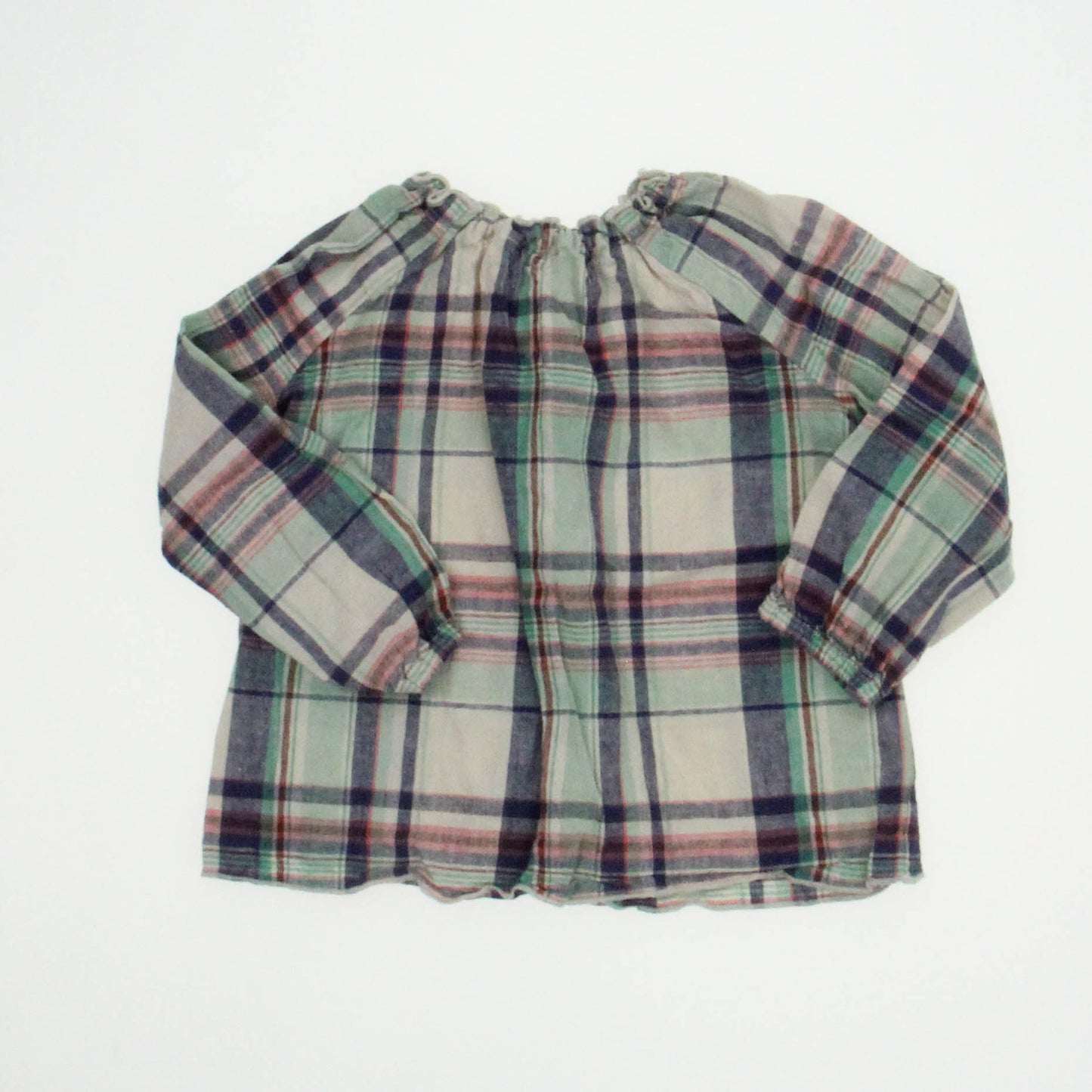 Tea Girls Ivory | Blue Plaid Blouse Size: 18-24 Months