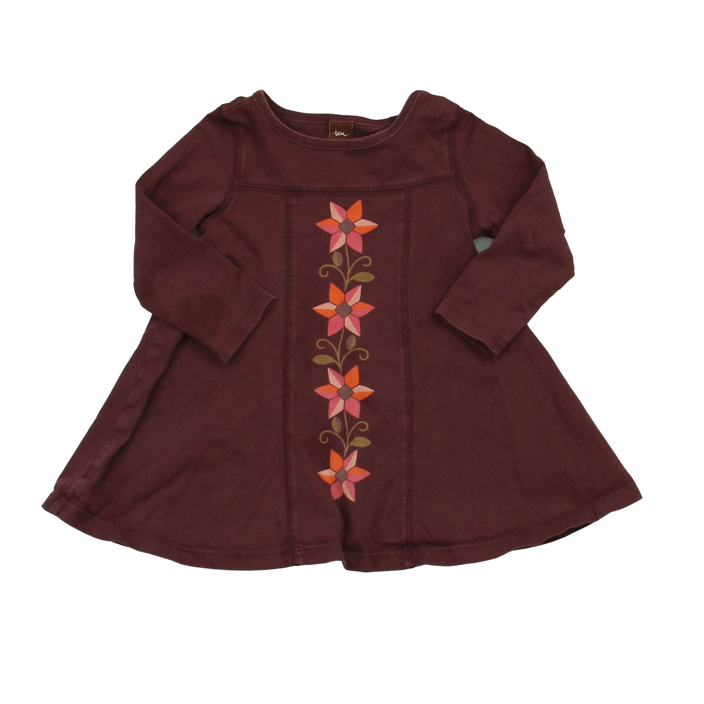 Tea Girls Maroon Dress Size: 18-24 Months