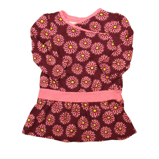 Tea Girls Pink | Maroon Floral Dress Size: 18-24 Months