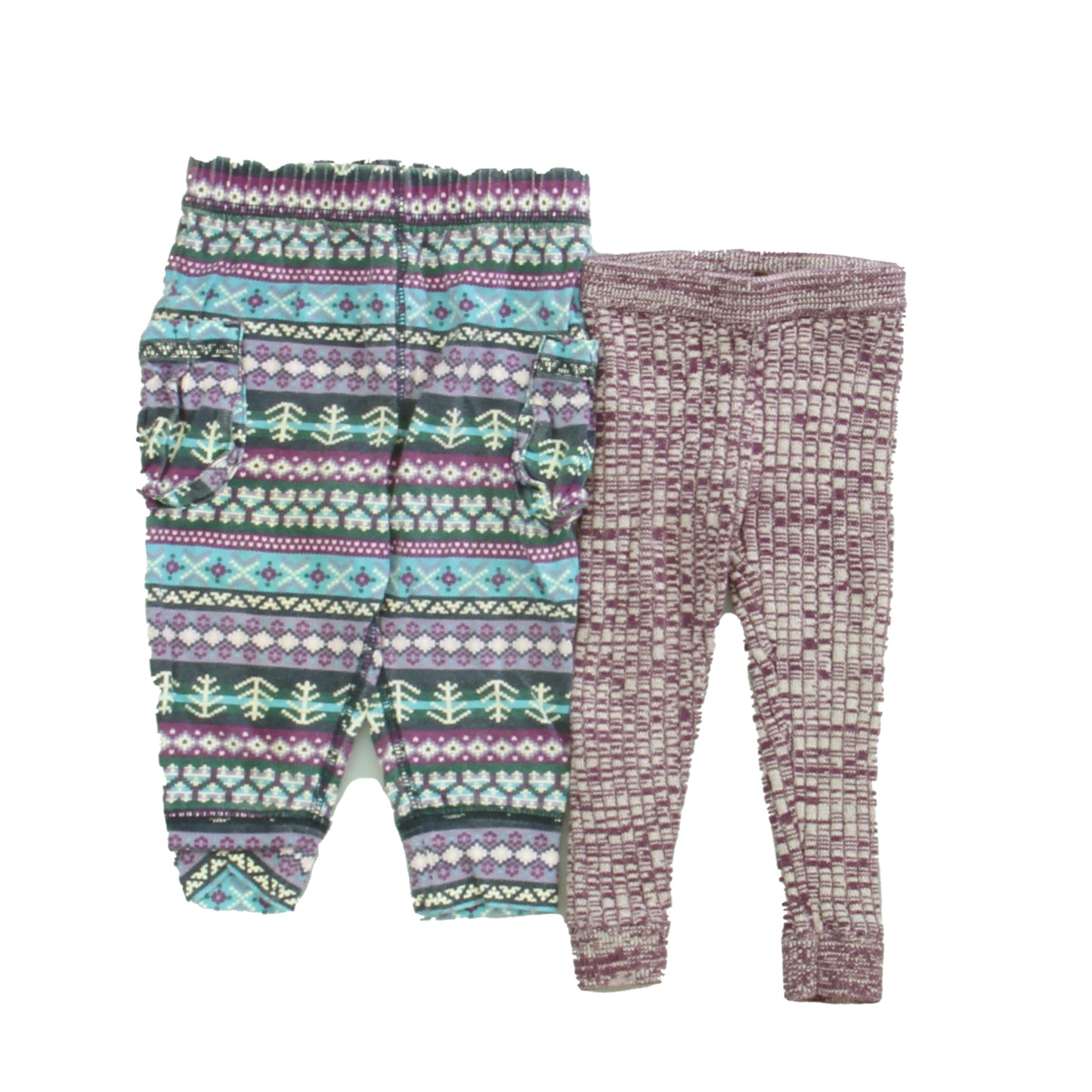 Tea Girls Purple | Ivory | Green Leggings Size: 6-12 Months