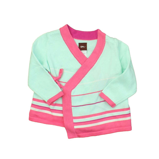 Tea Girls Aqua | Pink Cardigan Size: 3-6 Months