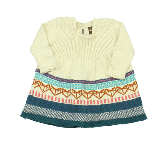 Tea Girls Ivory | Blue Sweater Dress Size: 3-6 Months