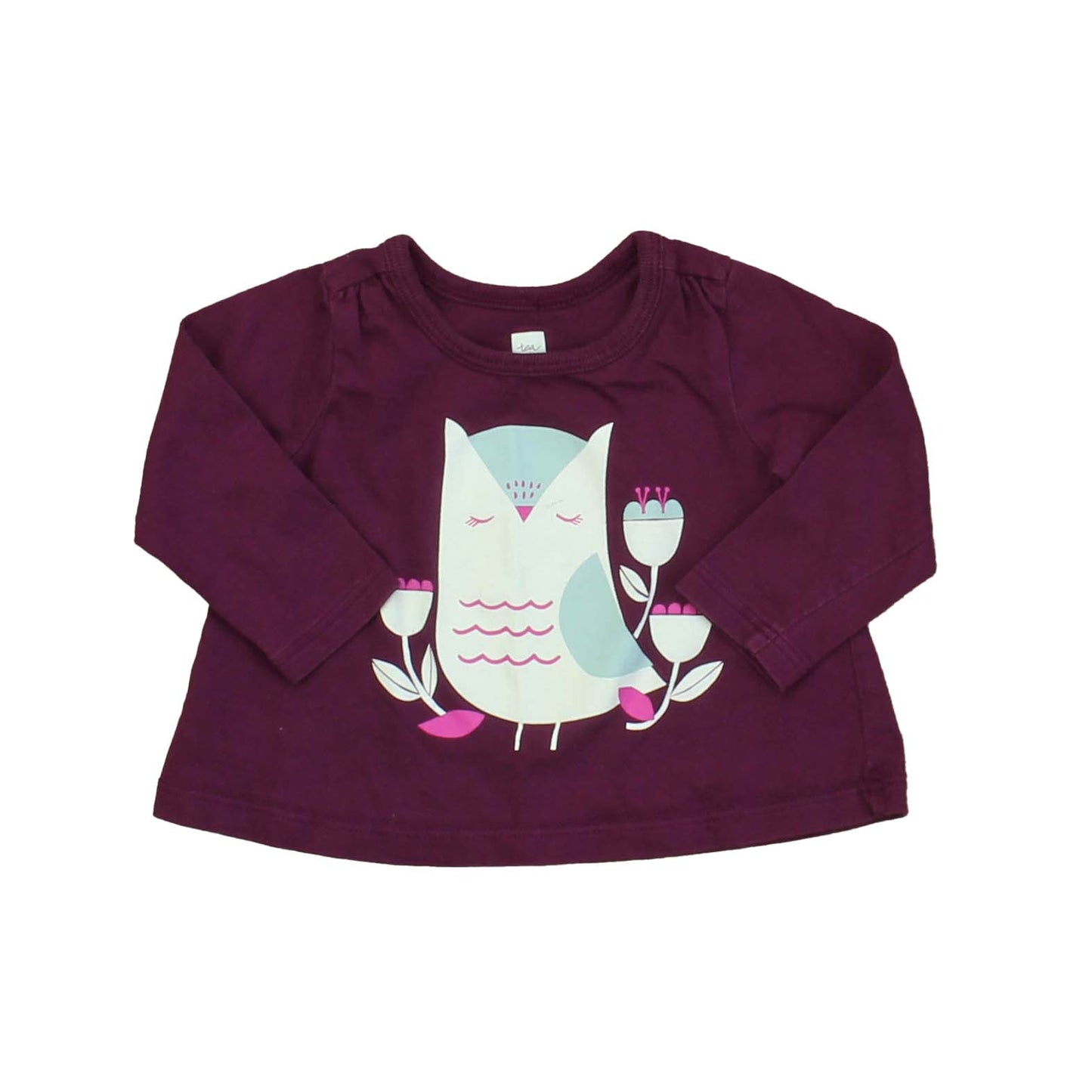 Tea Girls Maroon | Owl Long Sleeve T-Shirt Size: 3-6 Months