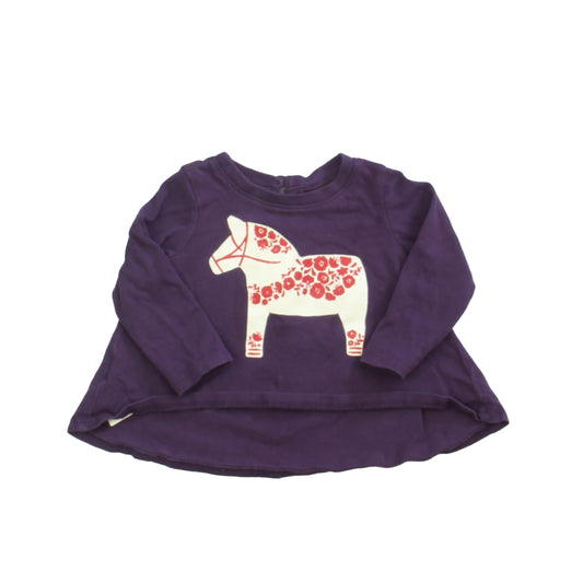 Tea Girls Purple | Dala Horse Long Sleeve T-Shirt Size: 3-6 Months