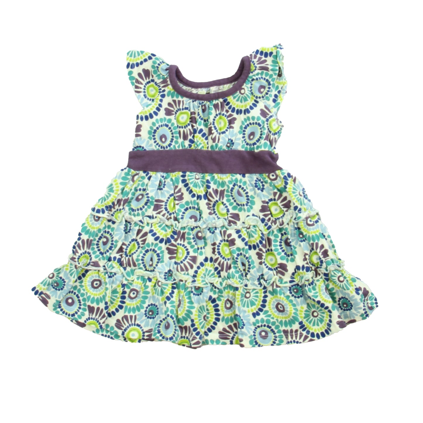 Tea Girls White | Purple | Green Dress Size: 6-12 Months