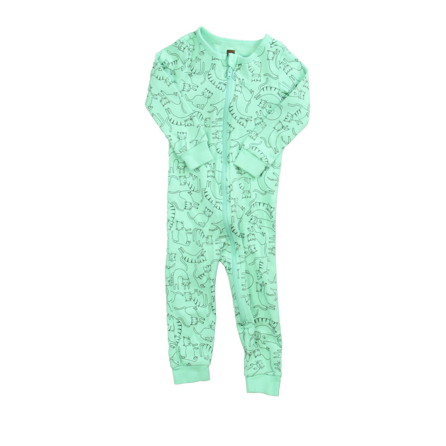 Tea Boys Aqua Cats 1-piece footed Pajamas Size: 6-9 Months